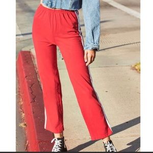 John Galt Red & White Wide Leg Jogger pants